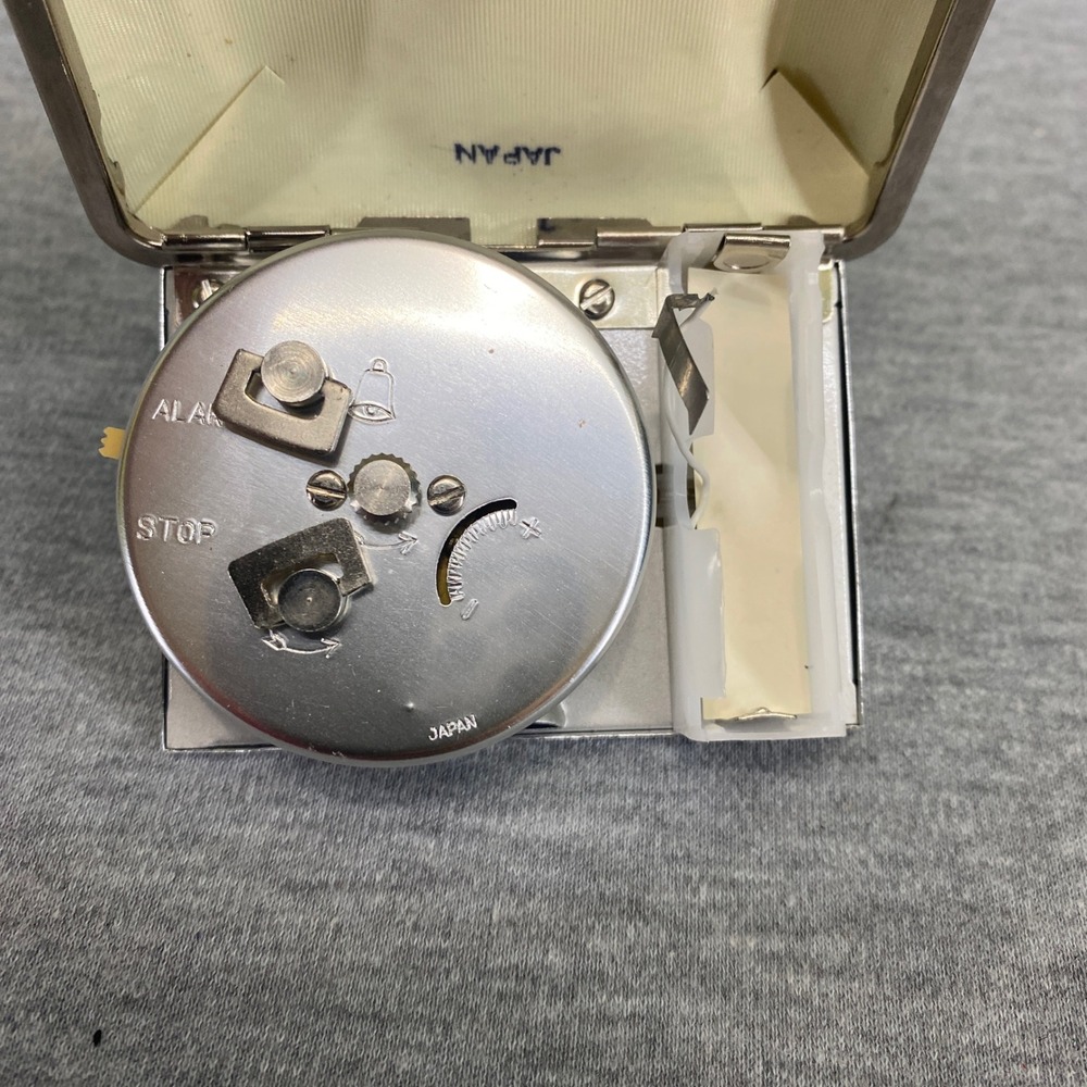 Bulova Travel Alarm Clock Blue Silver Lite Alarm Japan Vintage For Parts Only - Picture 4 of 5